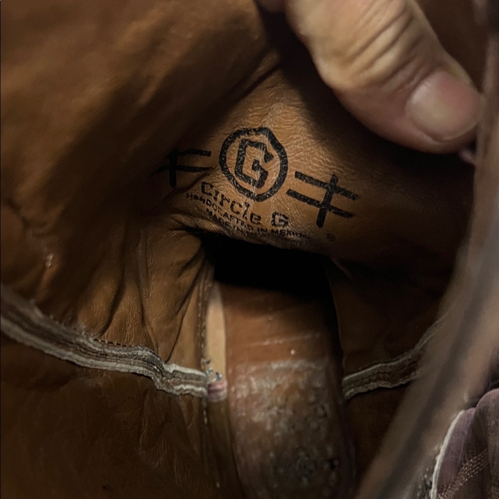 Circle G Brown and Gold Men's Boots - Picture 5 of 7